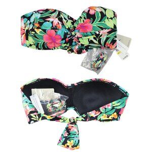 Tommy Bahama Floral Twist Bandeau Swimwear Bikini Top M NWT Multicolor